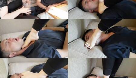 SUFFOCATINGTHE BRAND-NEW BOY - GODDESS LETICIA MILLER - LUCAS (SLAVE BOY) -  EXCLUSIVE LM VIDEOS MAY 2021 - CLIP 1 - FOOT SMOTHER - never published