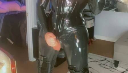 TS  COSPLAY 1986 THE WRAITH   MASTURBATIONLATEX CATSUIT RUBBER HOOD   SMOKING 120MM