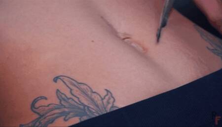 Kelly's divine Belly & Belly Button - Lisenok licks her belly and massages her (HD 720p MP4)