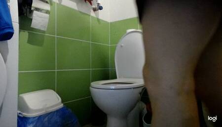 Toilet fetish in cozy nightdress in bathroom mp4