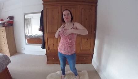 Wife Strips naked knickers bra and skinny jeans