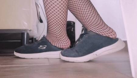 Shoeplay Pantyhose and Sneakers