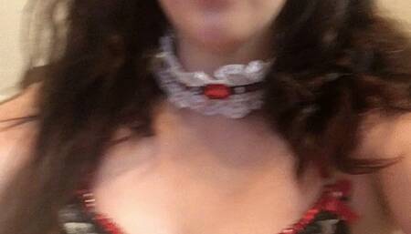 Slutty Harley Quinn Smoking Marlboro Light 100 in Sexy Bra and Choker with Pigails - Goddess D