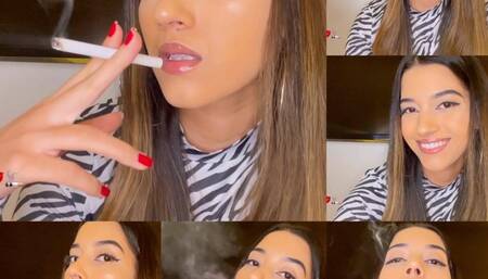 Smoking an all white close up