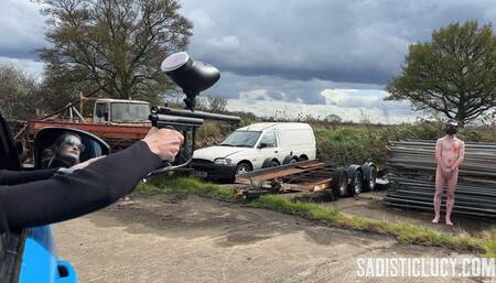 Paintball slave hunting - Miss Honour May - MP4 SD