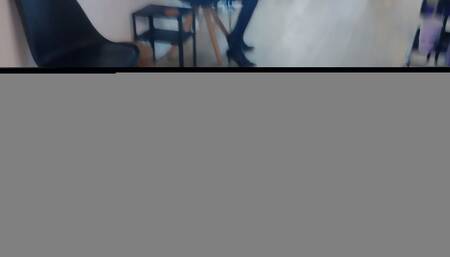 Latex Multilayered Pierced Doll in Blue Catsuit with NIpple Holes, Purple Stockings Garter Belt, Corsett, Blouse & Jacket all of Pure Latex visits Piercing Studio and PEEING