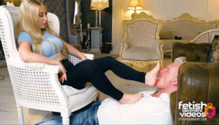 He has to lick my sneakers, socks and my little bare feet ( Foot Worship with Goddess Sheila - english spoken ) - FULL HD wmv