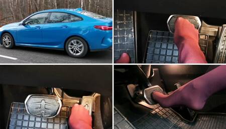 Really hard braking and full gas acceleration in powerful BMW