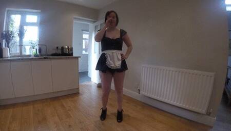 French Maid Strip dance in ankle boots