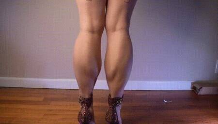 Muscular Calves in Glittery Pink Stilettos with Ankle Strap WMV 720