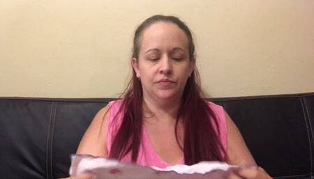 Blowing Nose in White Hanky with Purple Embroidery- 4 21