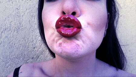 Red shiny lipstick kisses for you
