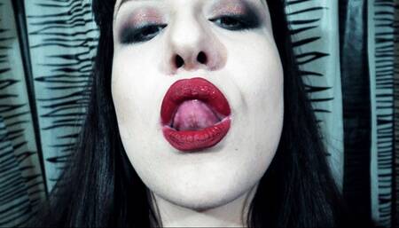 Red lips teeth and kisses