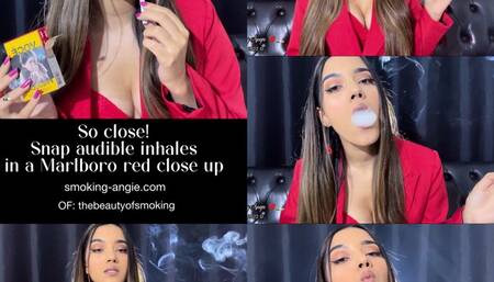 So close! Snap audible inhales in a Marlboro red close up