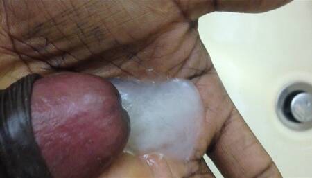 Jerking Off Black Cock and Cumming Hard In Bathroom  (Handjob) (Masturbation)