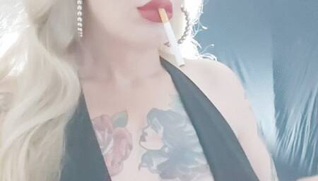 Smoked two marlboros at once, nose exhales, power smoking, Coughing