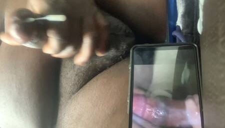 Black Cock Jerking Off And Cum While Watching Creampie Porn Online