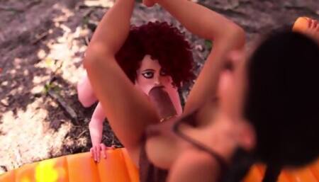 Superb Brunette And Redhead Lesbians Enjoying Futa Anal Sex | 3D Animation 1080p