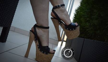 7inch cork high heels