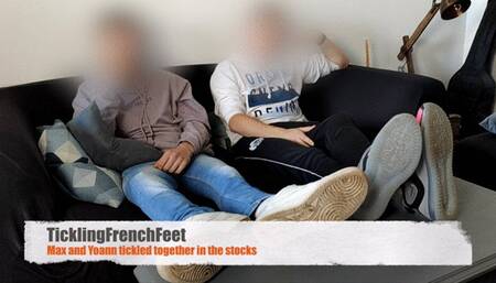 Max and Yoann tickled together in the stocks (full HD)