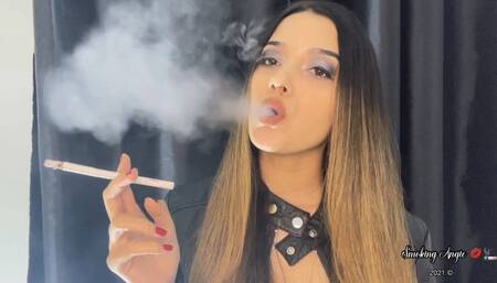 Audible inhales in a 120s cigarette close up in heavy make up!