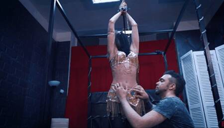 Belly oriental dancing - Kristy belly tickle torment with ringing bells (HD 720p MP4)