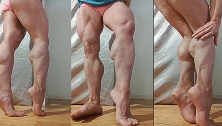 Pink Panties and Barefeet Close Up Muscle Worship Flex