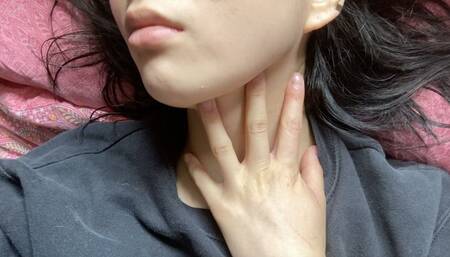 Aurora Strokes Her Neck