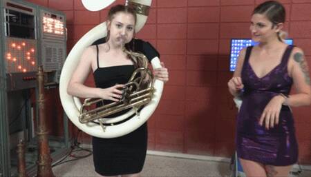 Arietta and Ayla Try Out the Sousaphone (MP4 - 1080p)