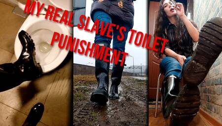 My real slave's toilet punishment
