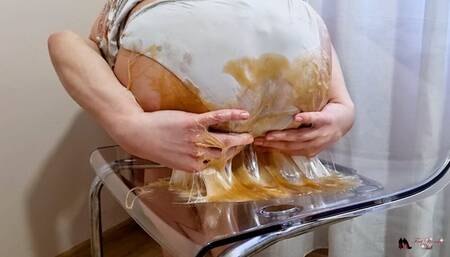 Gorilla glue stucked Maria's panties to a chair