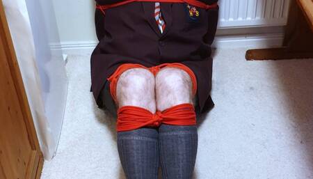 Bound and gagged in adult school uniform and kept in room 1