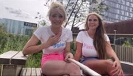 Georgina Phillips + Chloe Fame wear nappies in Public at a College Campus! | (March 2022)