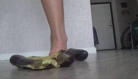 CRUSH TWO EGGLANTS WITH MY BAREFEET (bf)