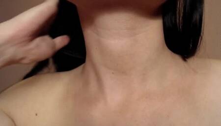 Close up - slim throat swallow