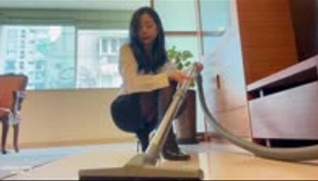 Giantess Aimee Chu Vacuuming Tines Accidentally In Office Lady Outfit