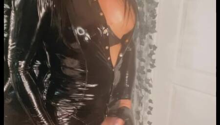 TS  DARK ANAL PVC DESIRE NEW DRESS CATSUIT SMOKING 120 MM HIGH HEEL WORSHIP