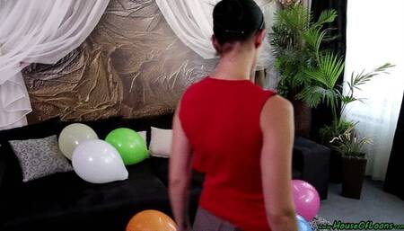 barefeet stomping 14inch balloons