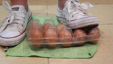 Crushing Eggs in Box Converse Sneakers WMV