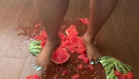 Giantess Takes On Watermelon