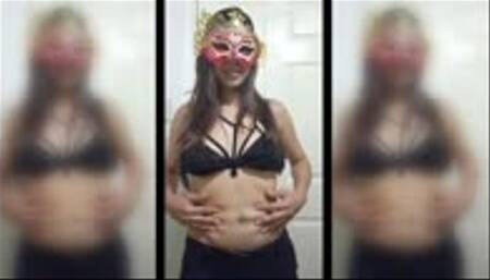 Sexy latina tickles her own belly