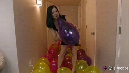 Hallway Balloon Pop Dress and Heels - Kylie Jacobs - WMV 1080p HD
