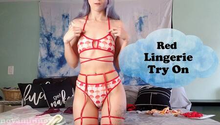 Red Lingerie Try On