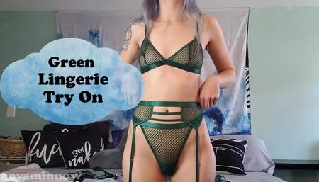Green Lingerie Try On