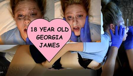 Georgia James EIGHTEEN YEARS OLD put on her back face fucked sloppy spit drool  Clip #4