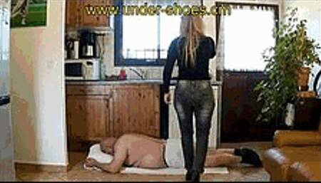 Miss Imane savage grey high heels brutality (BRUTAL VIDEO)