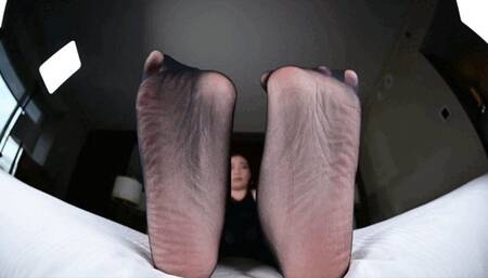 Bratty Marie sheer pantyhose feet  - MOV