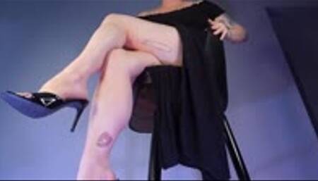 Leg Cross JOI and Tease in Black Mules MP4 1080 Muscular Calves