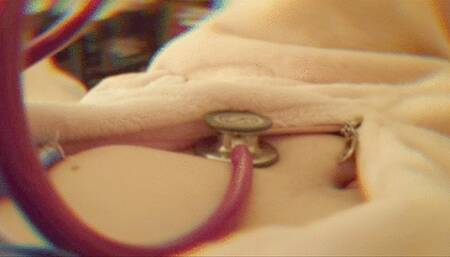Belly sounds through stethoscope, louder sounds