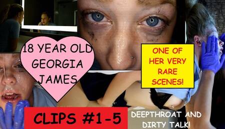 Shy 18 YEAR OLD Georgia James spits slobbers gags dirty old man cock submissive dirty talk age gap fantasy Clips #1-5